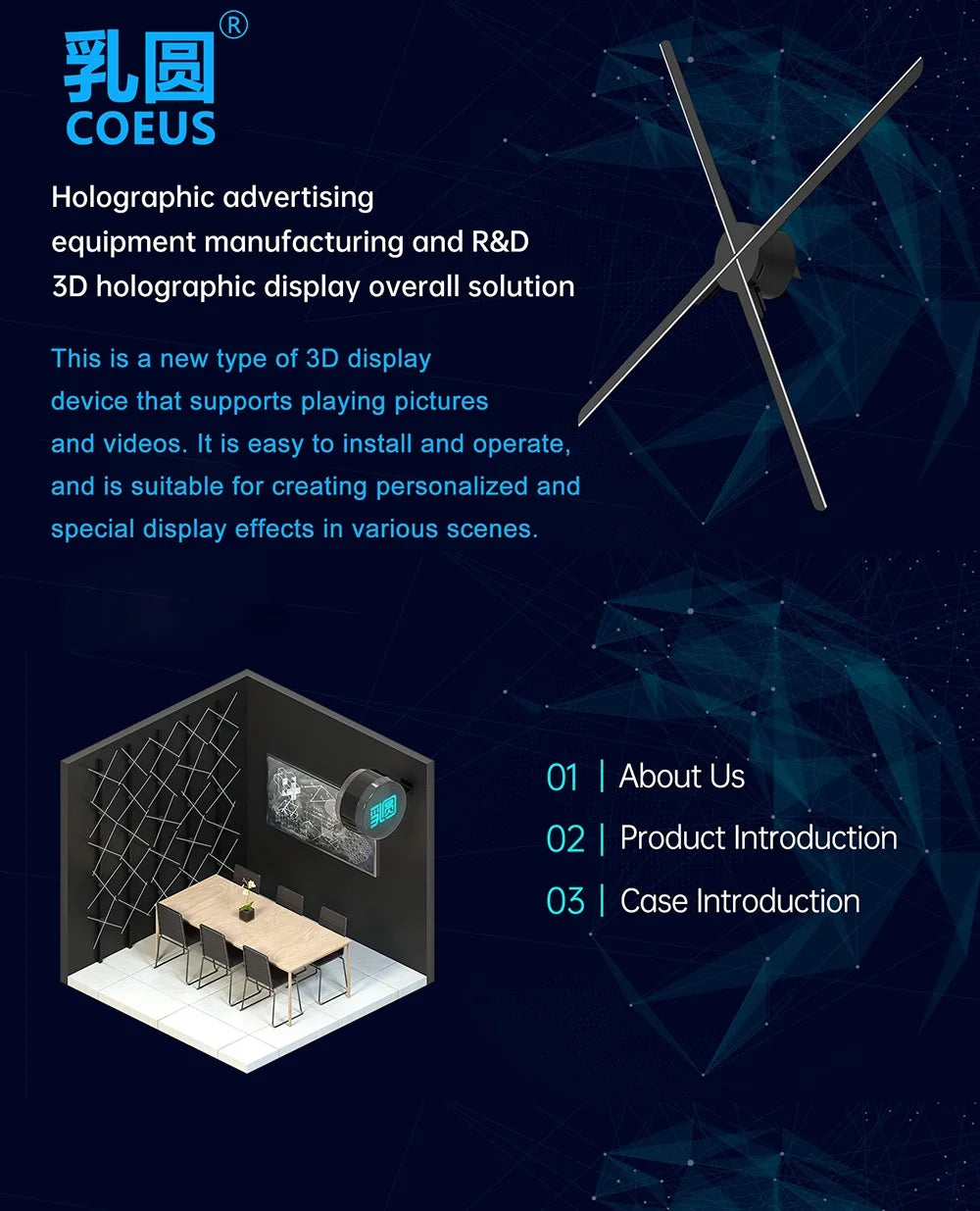 3d hologram fan projector