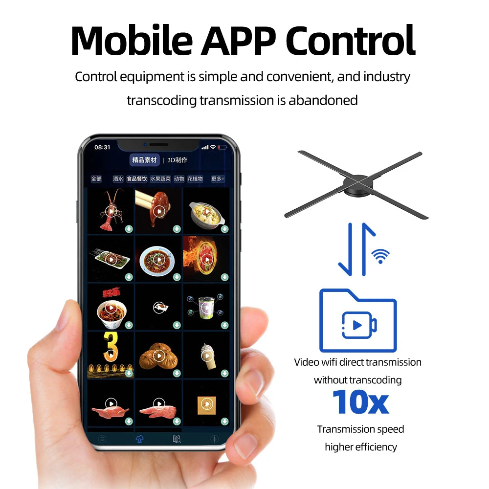 3d hologram fan projector